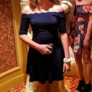 Lola Grace Royal Blue Scalloped Neckline Dress XS